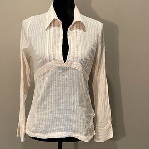 Shapes Girls Striped Lng Sleeve Pullover Top w/zip side sz L